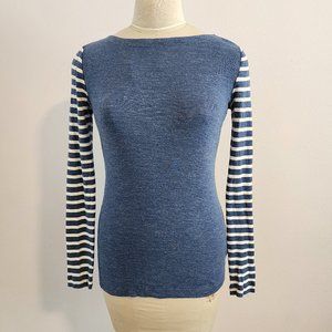 Women's Gap long-sleeved boatneck t-shirt blue and white stripes, size S